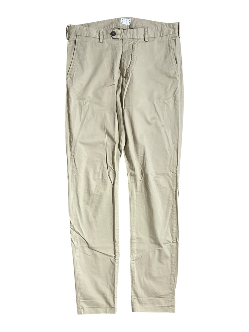 ASKET The Slim Chino Pants Beige Tapered Stretch Flat Front Preppy